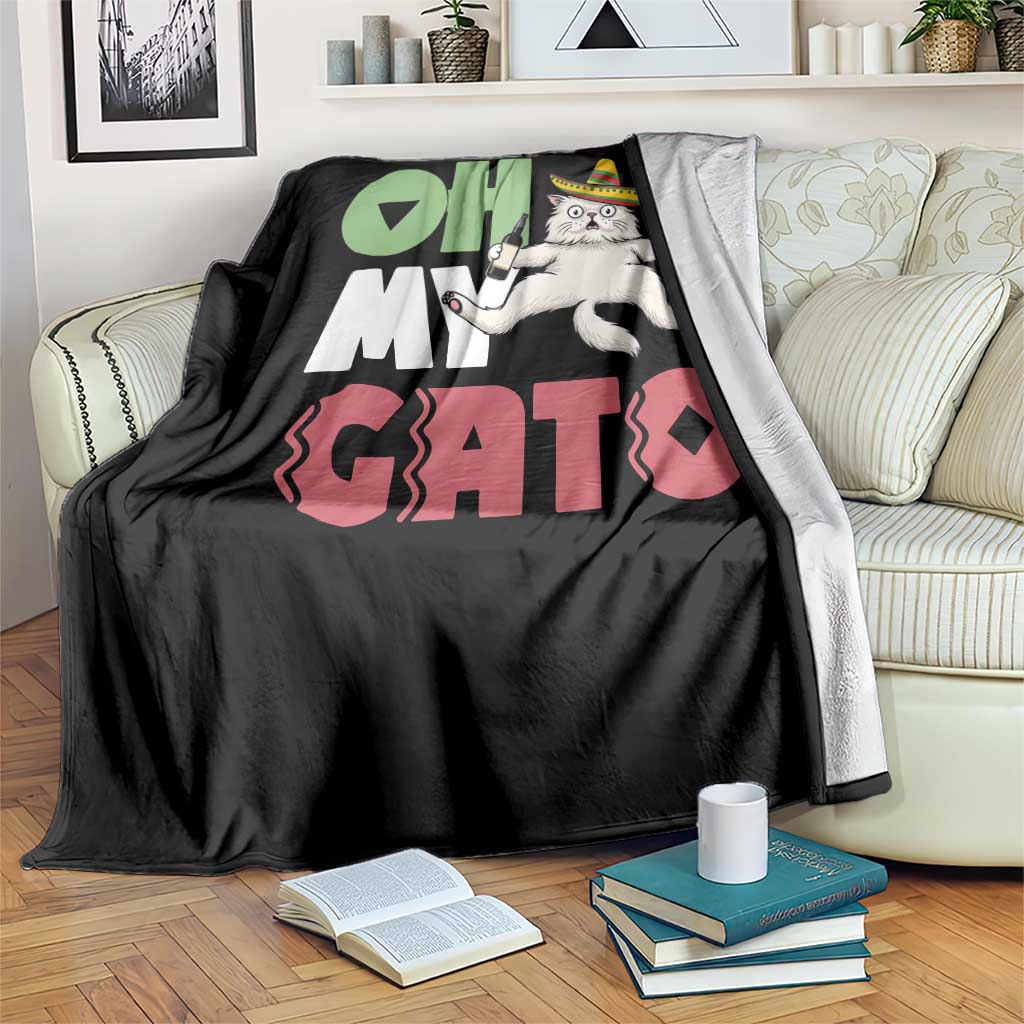Funny Cinco De Mayo Drunk Cat Throw Blanket Oh My Gato