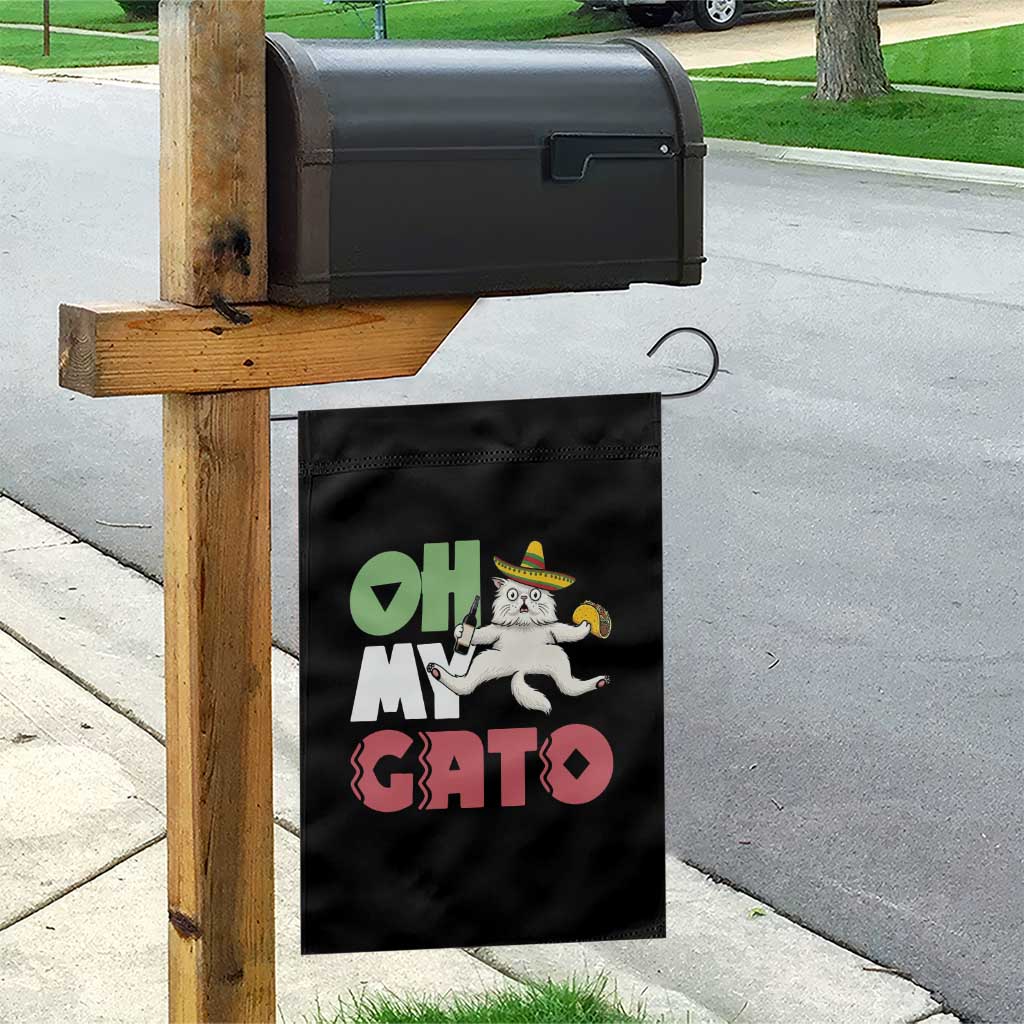 Funny Cinco De Mayo Drunk Cat Garden Flag Oh My Gato