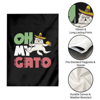 Funny Cinco De Mayo Drunk Cat Garden Flag Oh My Gato