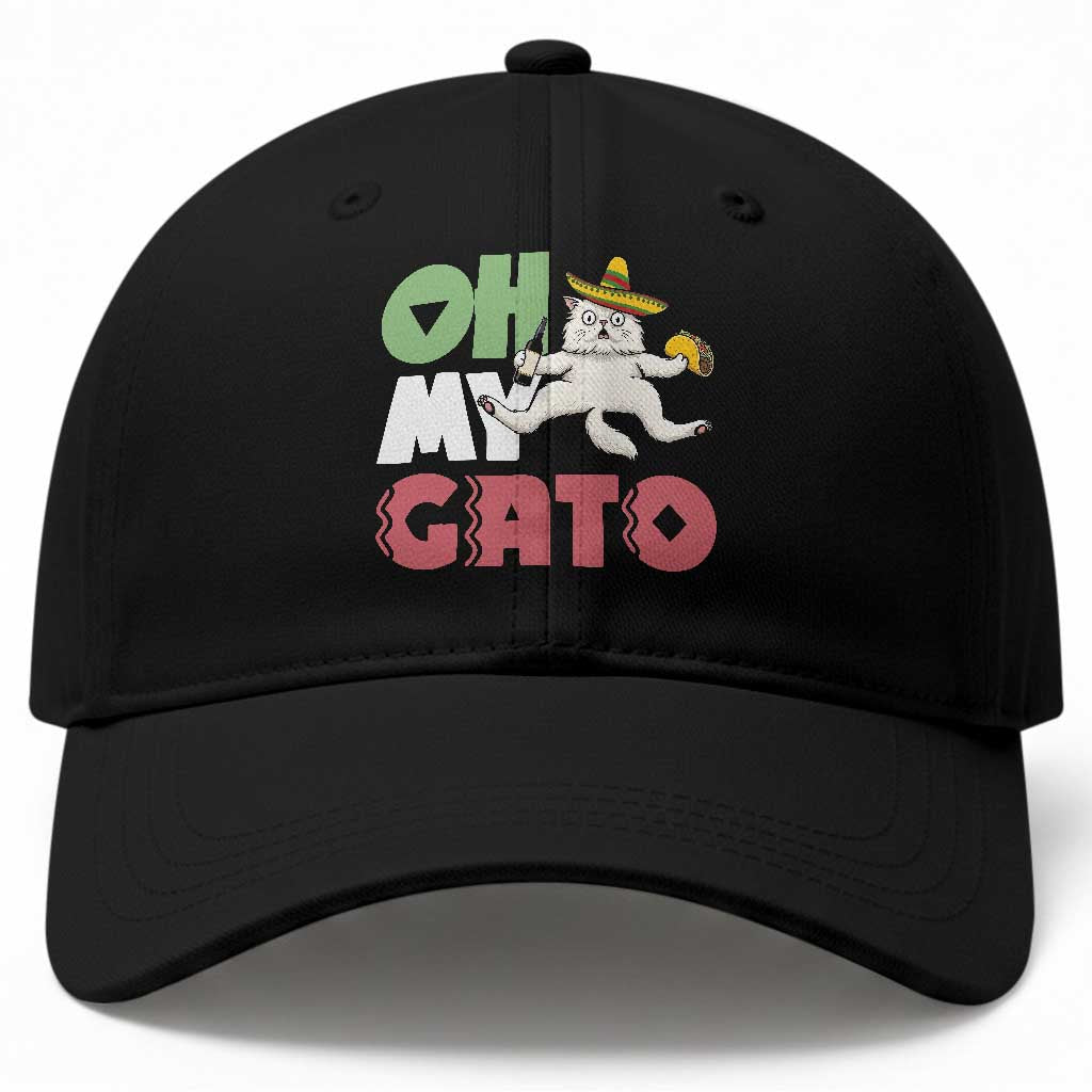 Funny Cinco De Mayo Drunk Cat Baseball Cap Oh My Gato