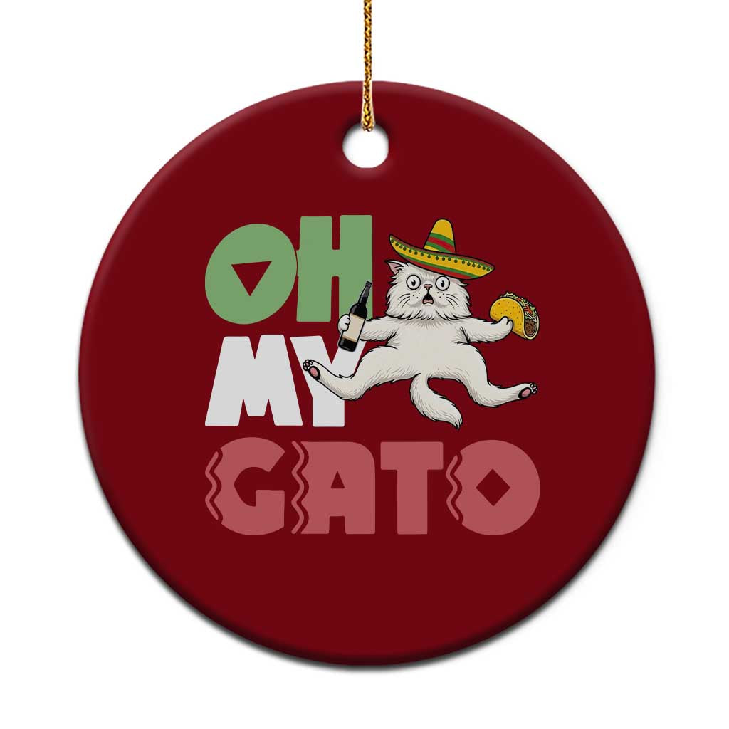 Funny Cinco De Mayo Drunk Cat Ceramic Ornament Oh My Gato