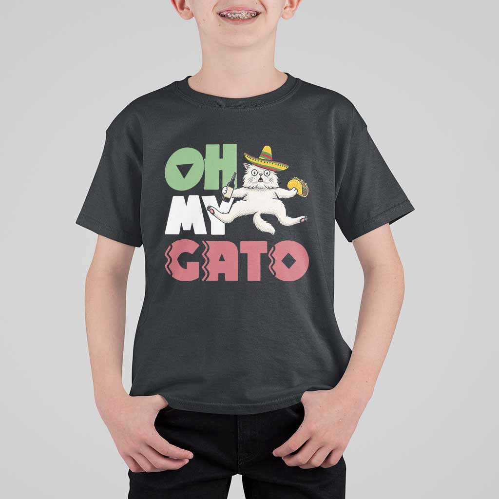 Funny Cinco De Mayo Drunk Cat T Shirt For Kid Oh My Gato