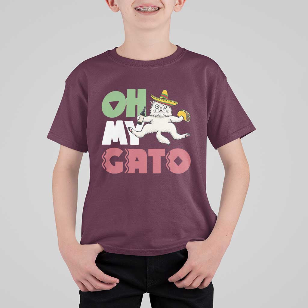 Funny Cinco De Mayo Drunk Cat T Shirt For Kid Oh My Gato