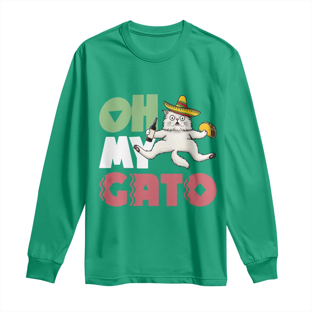 Funny Cinco De Mayo Drunk Cat Long Sleeve Shirt Oh My Gato