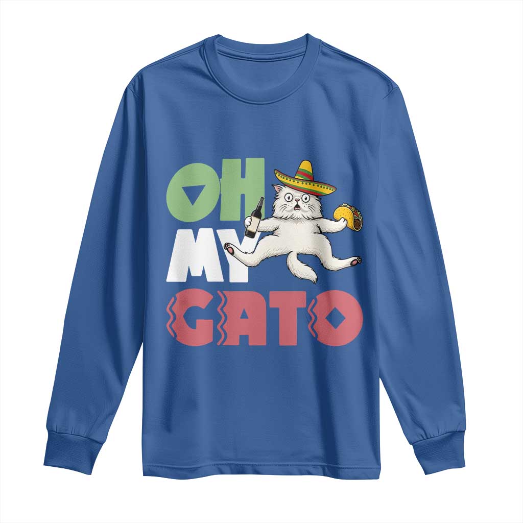 Funny Cinco De Mayo Drunk Cat Long Sleeve Shirt Oh My Gato