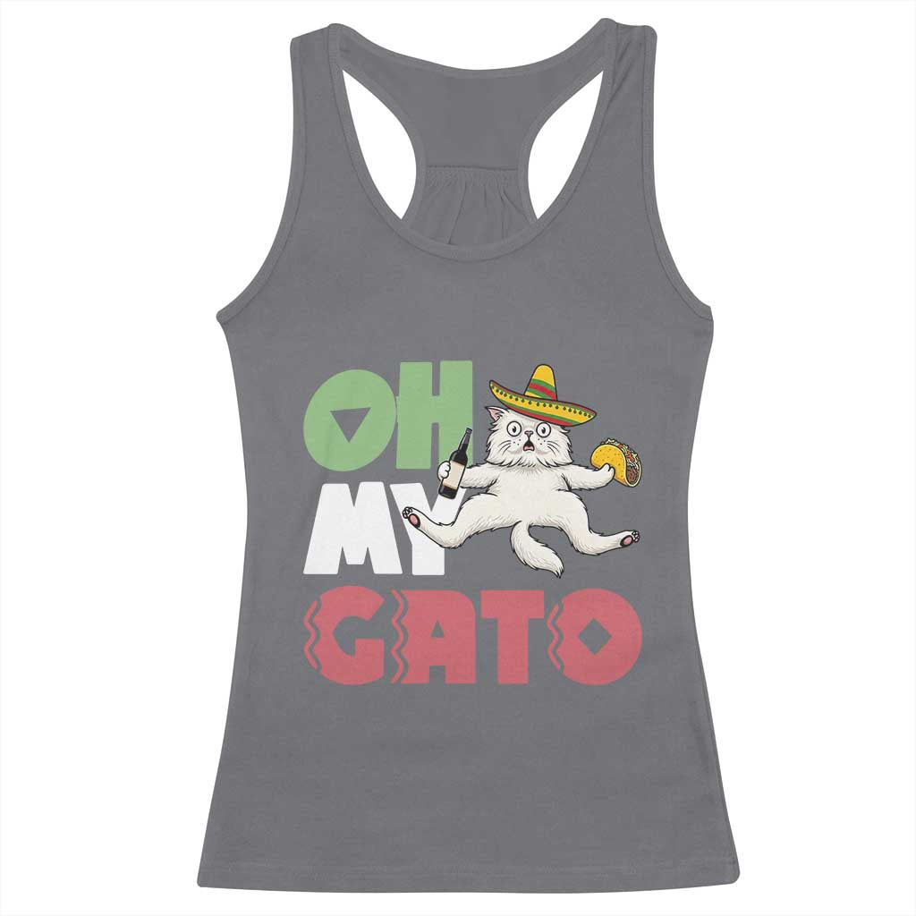 Funny Cinco De Mayo Drunk Cat Racerback Tank Top Oh My Gato