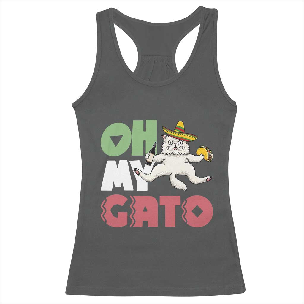Funny Cinco De Mayo Drunk Cat Racerback Tank Top Oh My Gato