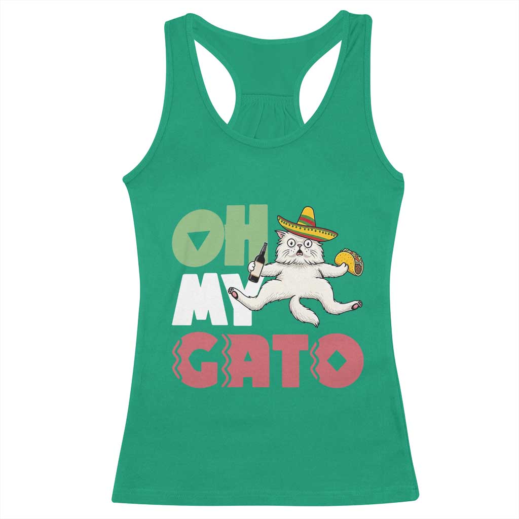Funny Cinco De Mayo Drunk Cat Racerback Tank Top Oh My Gato
