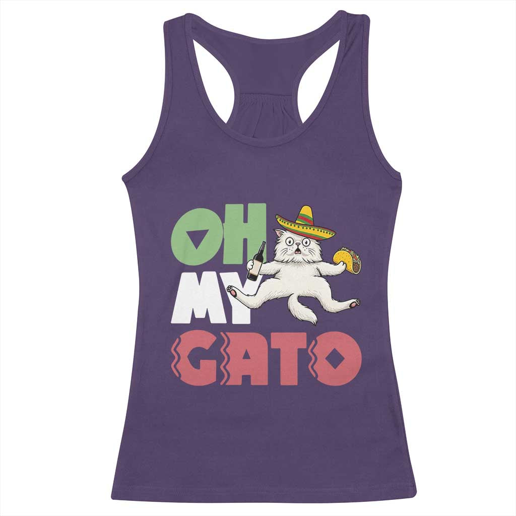 Funny Cinco De Mayo Drunk Cat Racerback Tank Top Oh My Gato