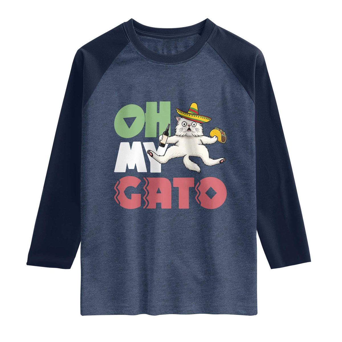 Funny Cinco De Mayo Drunk Cat Raglan Shirt Oh My Gato