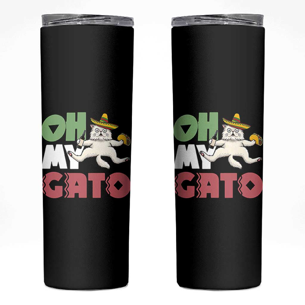 Funny Cinco De Mayo Drunk Cat Skinny Tumbler Oh My Gato