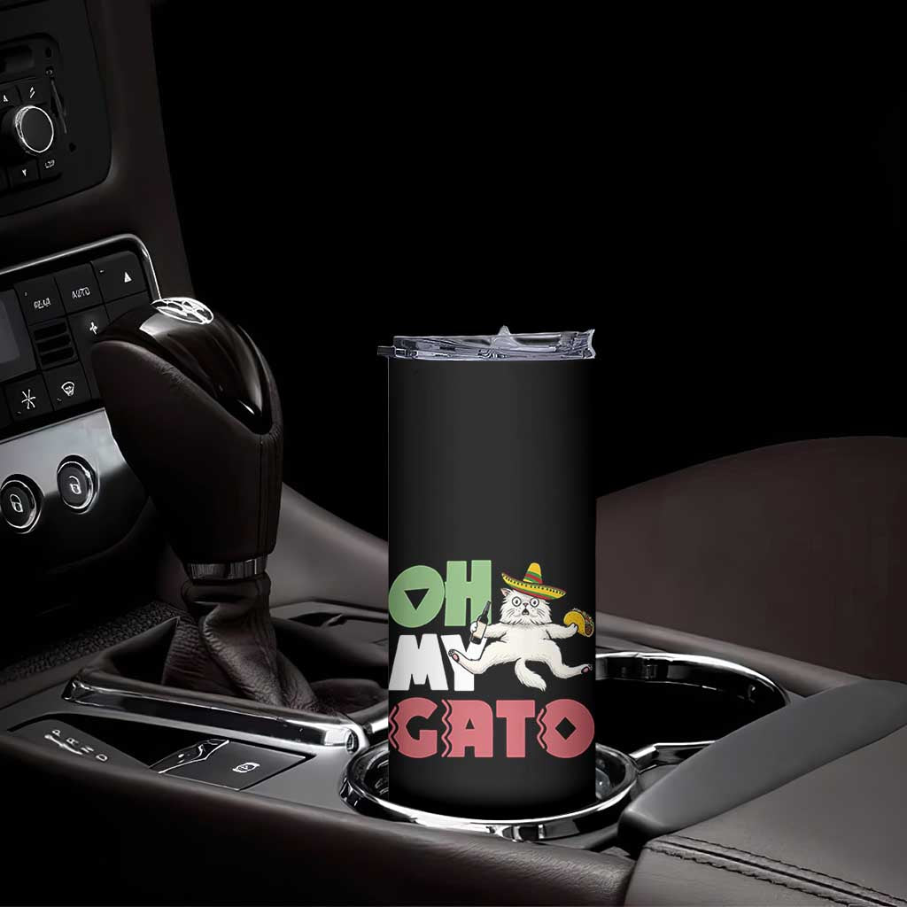 Funny Cinco De Mayo Drunk Cat Skinny Tumbler Oh My Gato