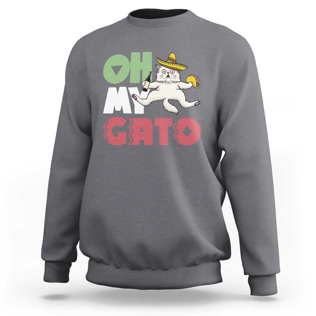 Funny Cinco De Mayo Drunk Cat Sweatshirt Oh My Gato