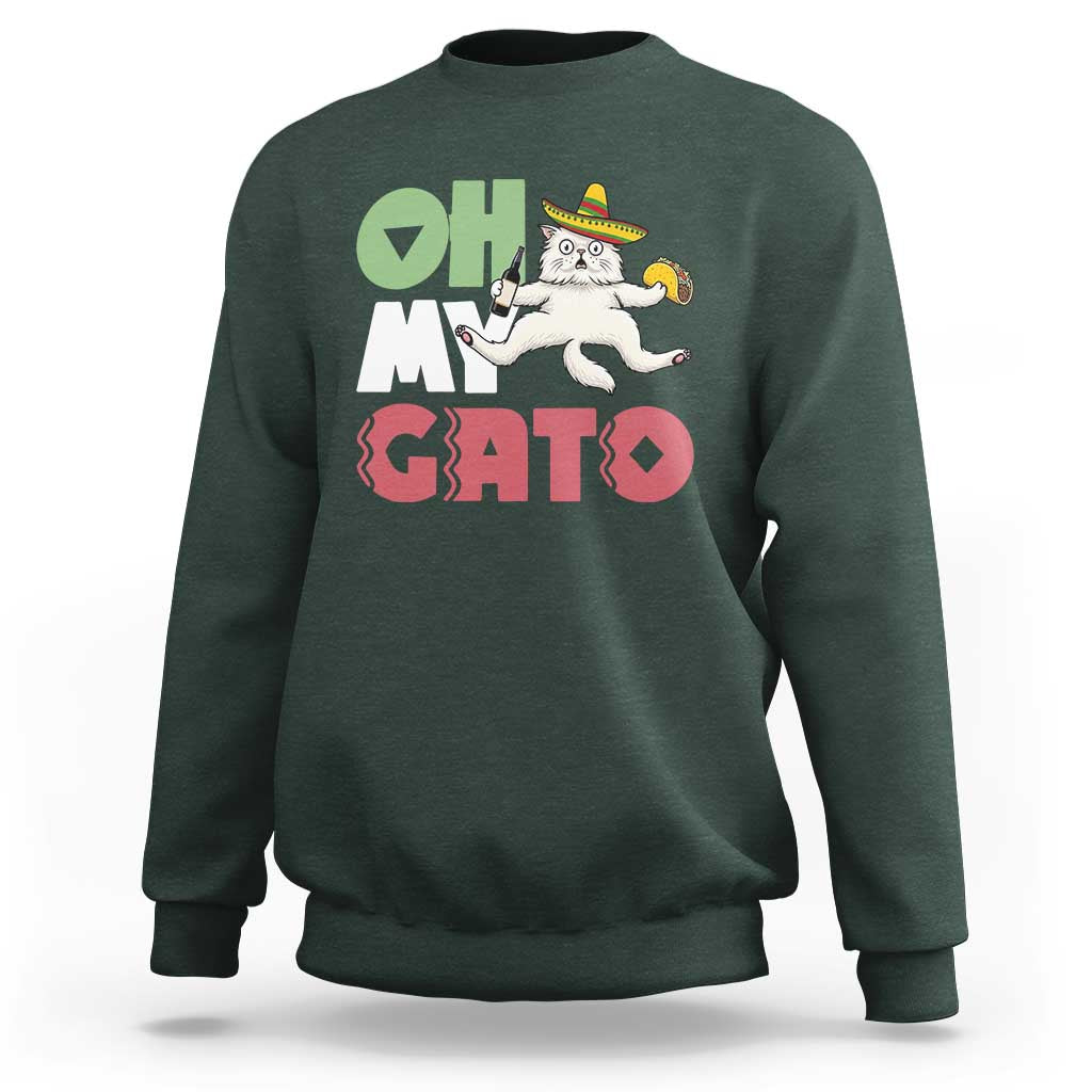 Funny Cinco De Mayo Drunk Cat Sweatshirt Oh My Gato