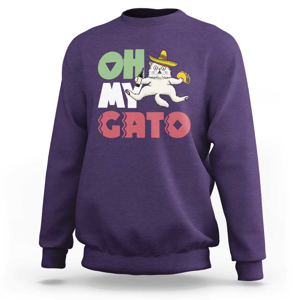 Funny Cinco De Mayo Drunk Cat Sweatshirt Oh My Gato