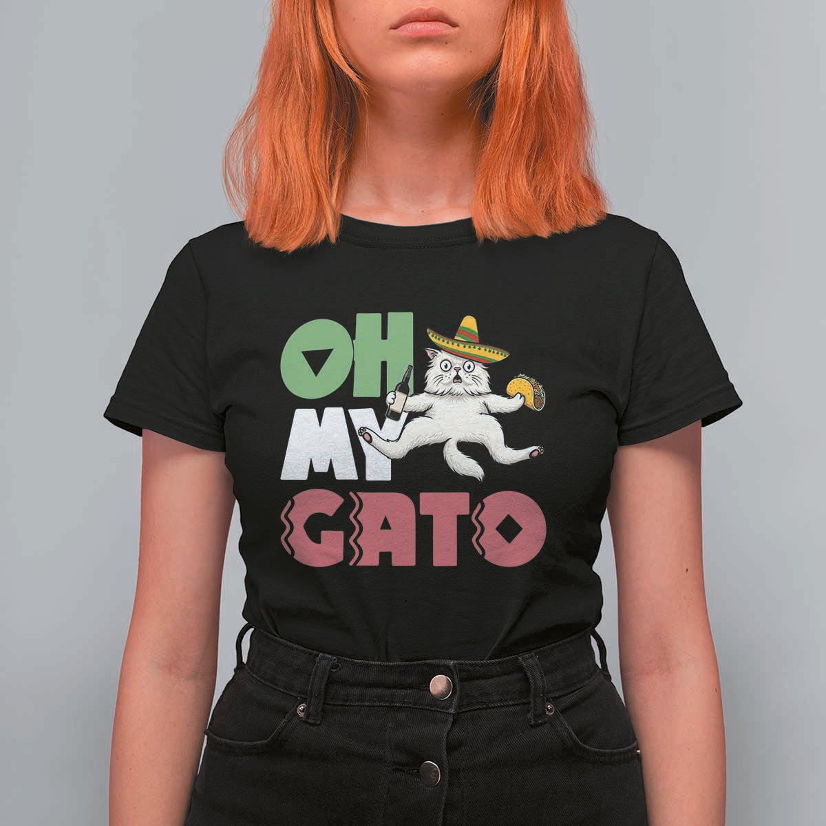Funny Cinco De Mayo Drunk Cat T Shirt For Women Oh My Gato