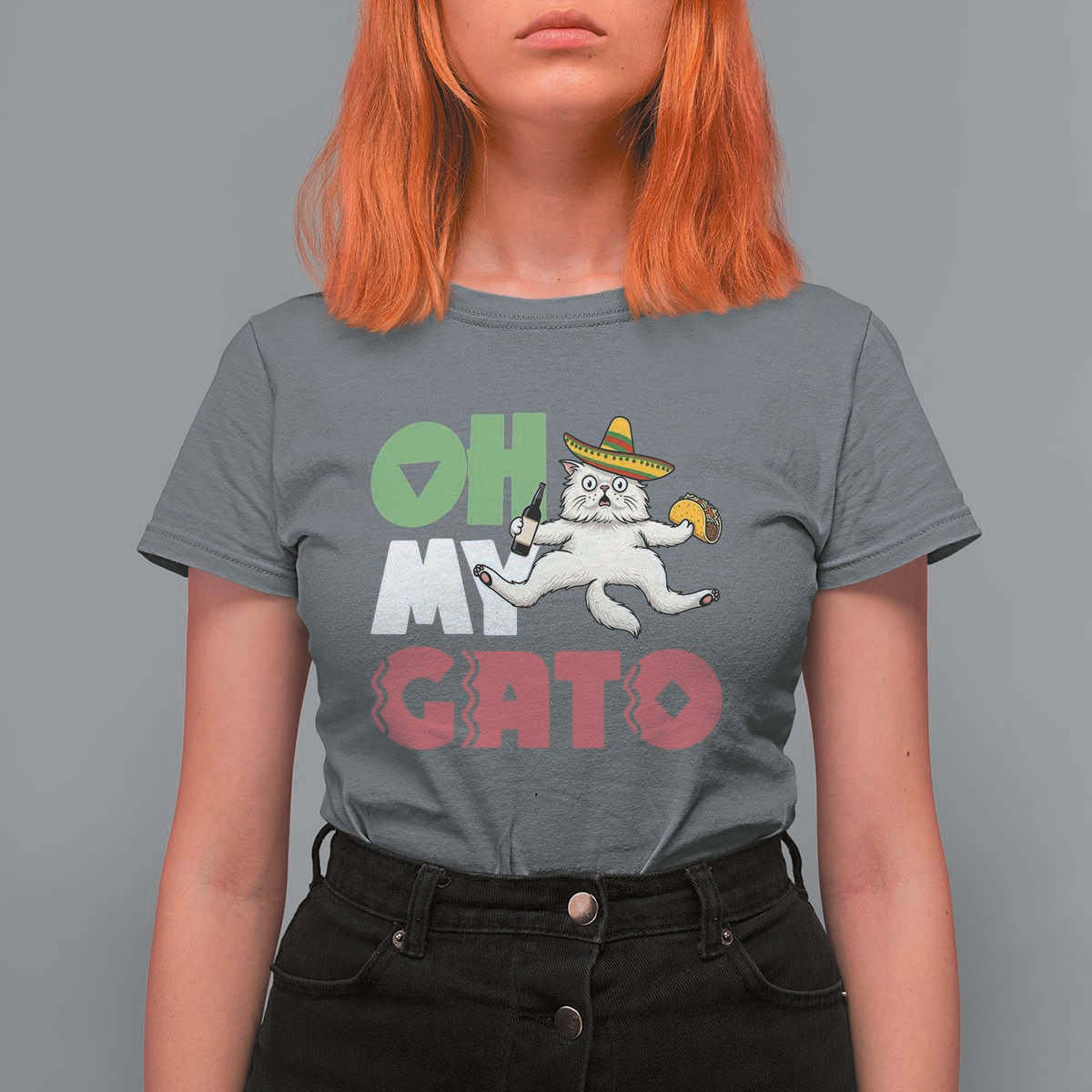 Funny Cinco De Mayo Drunk Cat T Shirt For Women Oh My Gato