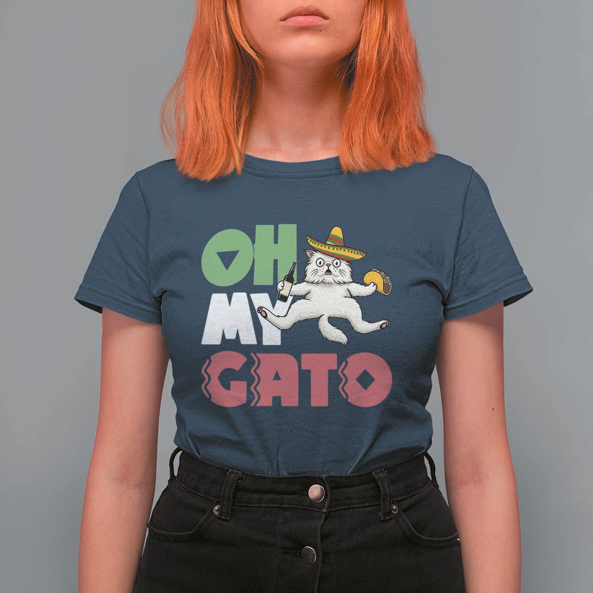 Funny Cinco De Mayo Drunk Cat T Shirt For Women Oh My Gato