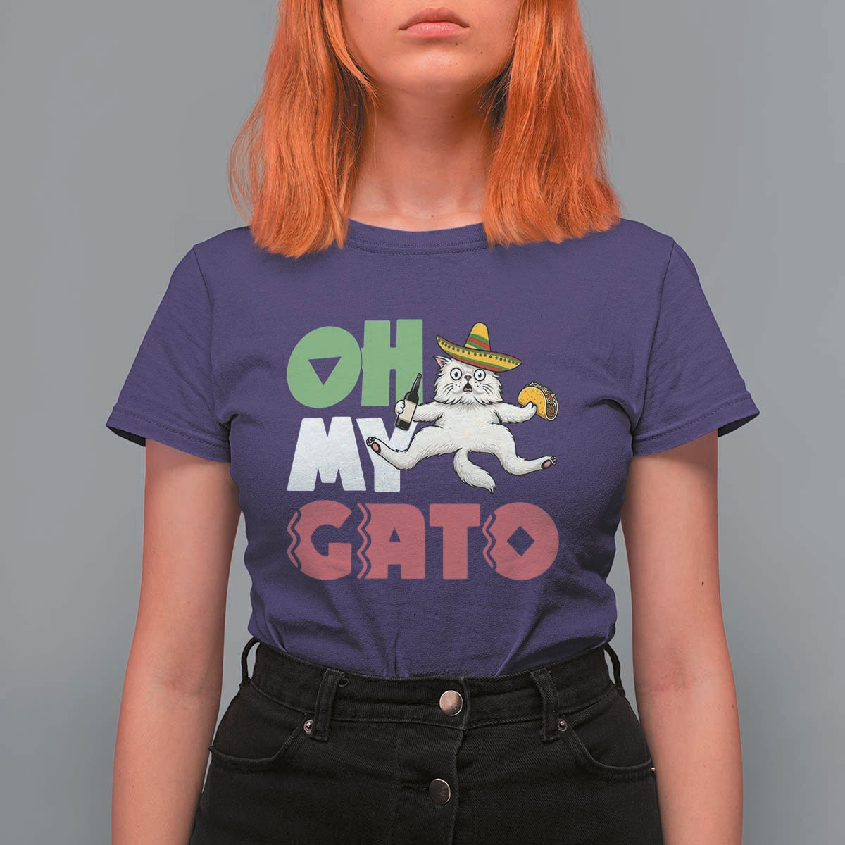 Funny Cinco De Mayo Drunk Cat T Shirt For Women Oh My Gato
