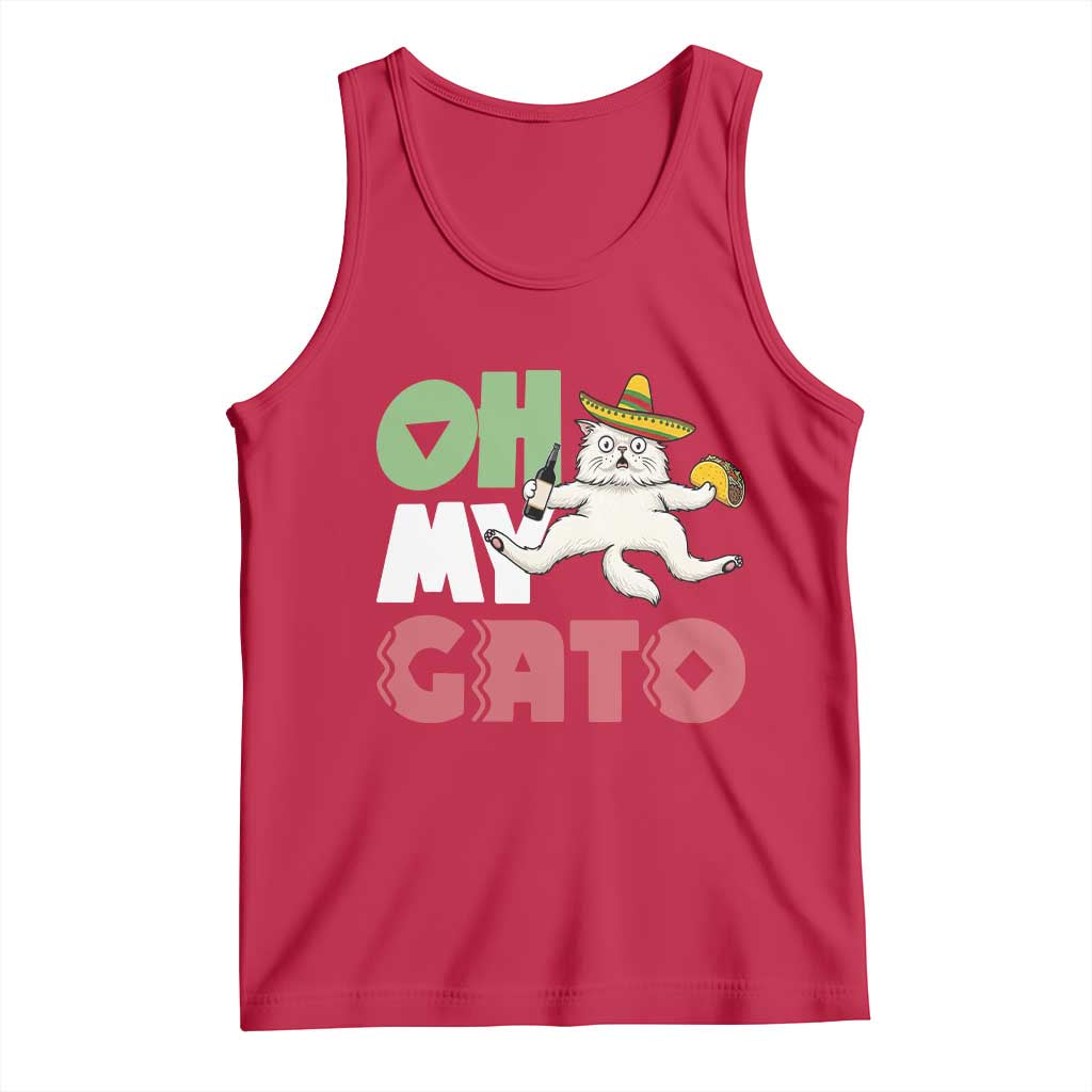 Funny Cinco De Mayo Drunk Cat Tank Top Oh My Gato
