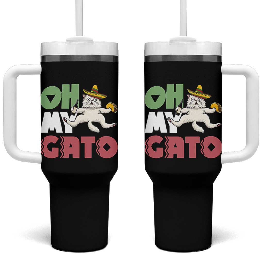 Funny Cinco De Mayo Drunk Cat Tumbler With Handle Oh My Gato