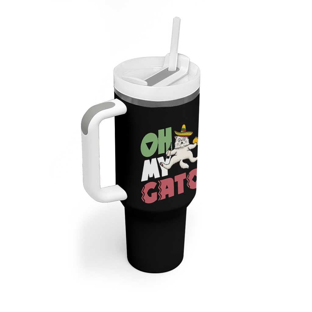 Funny Cinco De Mayo Drunk Cat Tumbler With Handle Oh My Gato