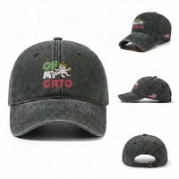 Funny Cinco De Mayo Drunk Cat Washed Cotton Baseball Cap Oh My Gato