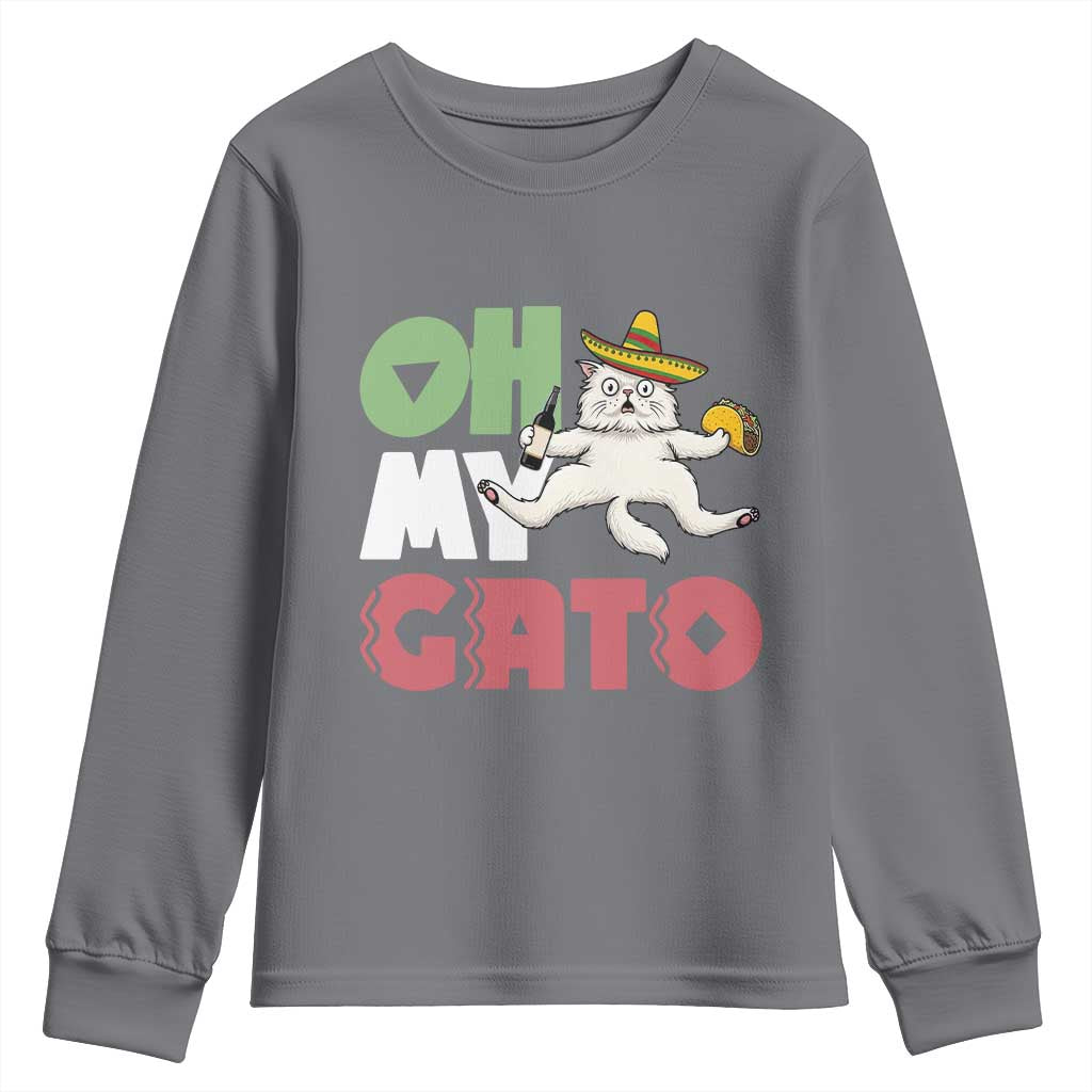 Funny Cinco De Mayo Drunk Cat Youth Sweatshirt Oh My Gato