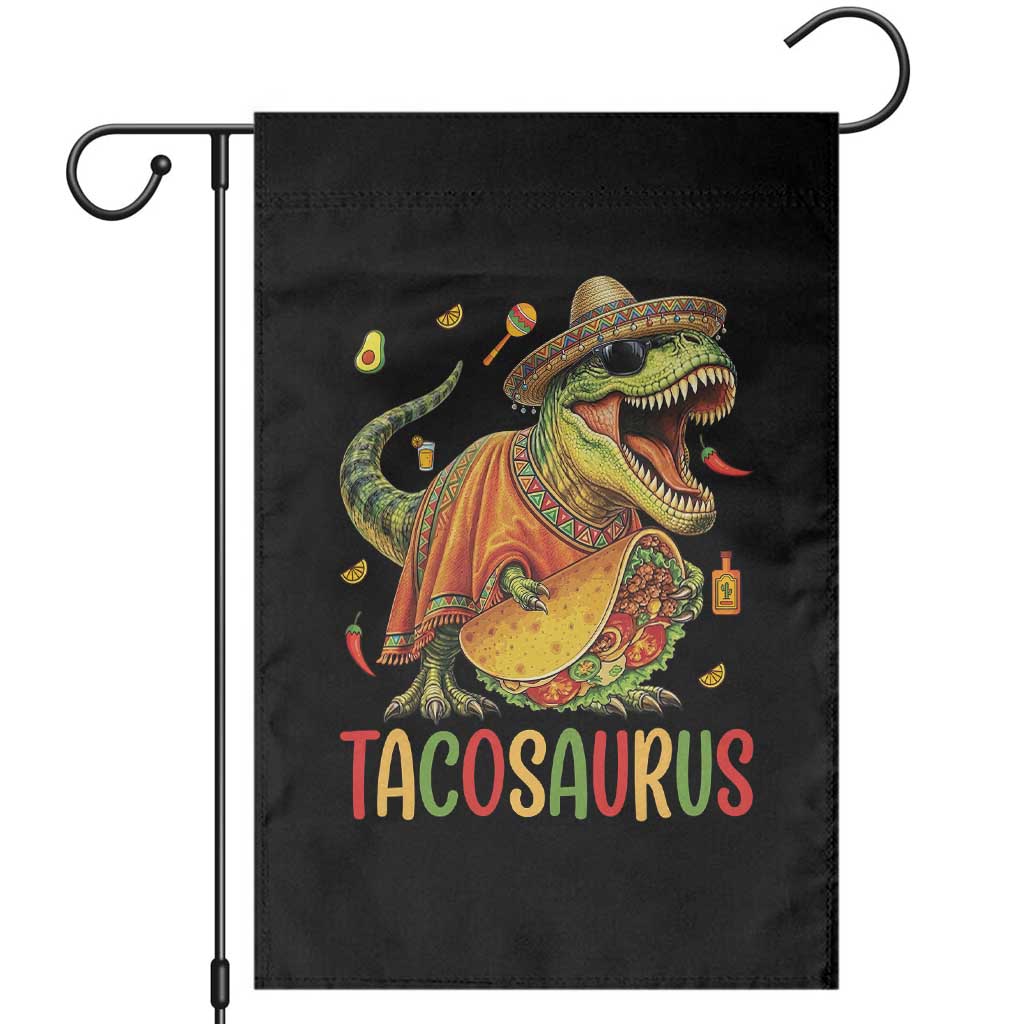 Cinco De Mayo Tacosaurus Garden Flag Funny Dinosaur Taco Lover Gift