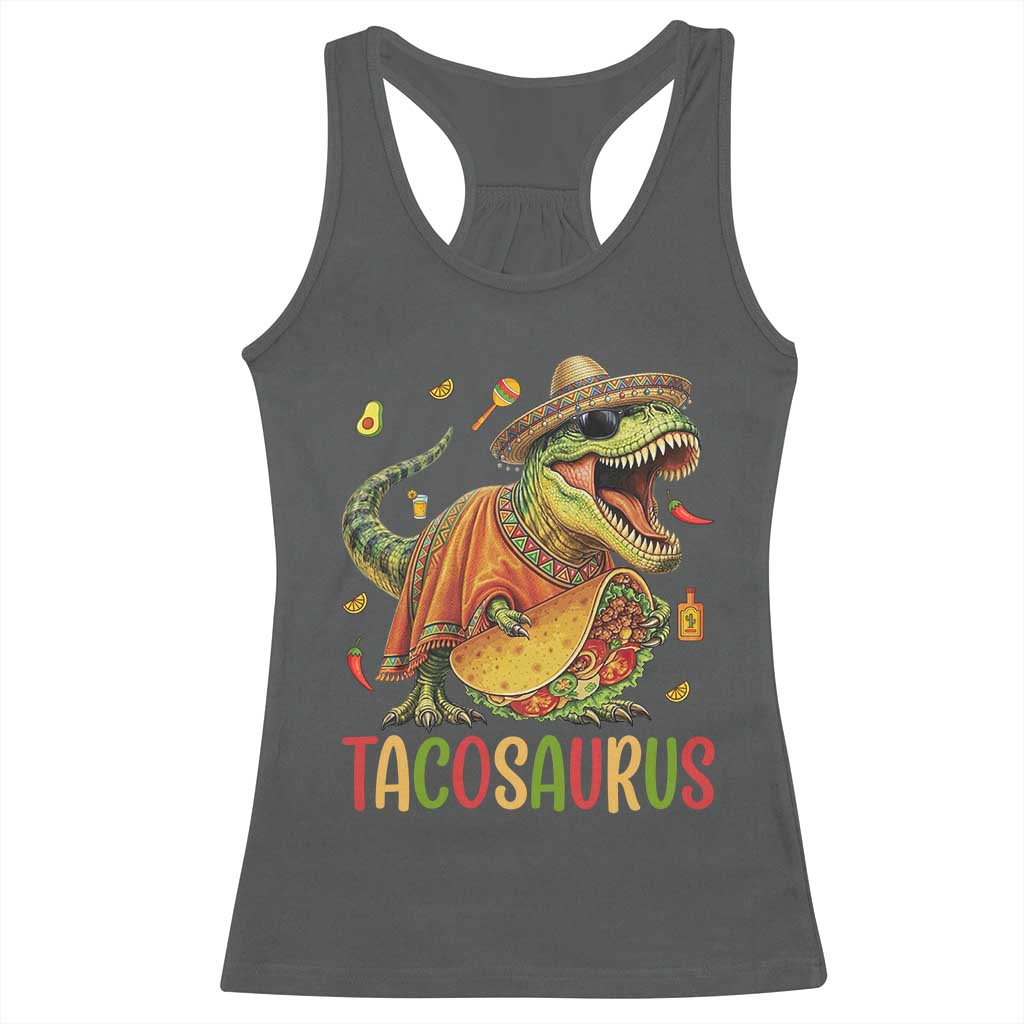 Cinco De Mayo Tacosaurus Racerback Tank Top Funny Dinosaur Taco Lover Gift