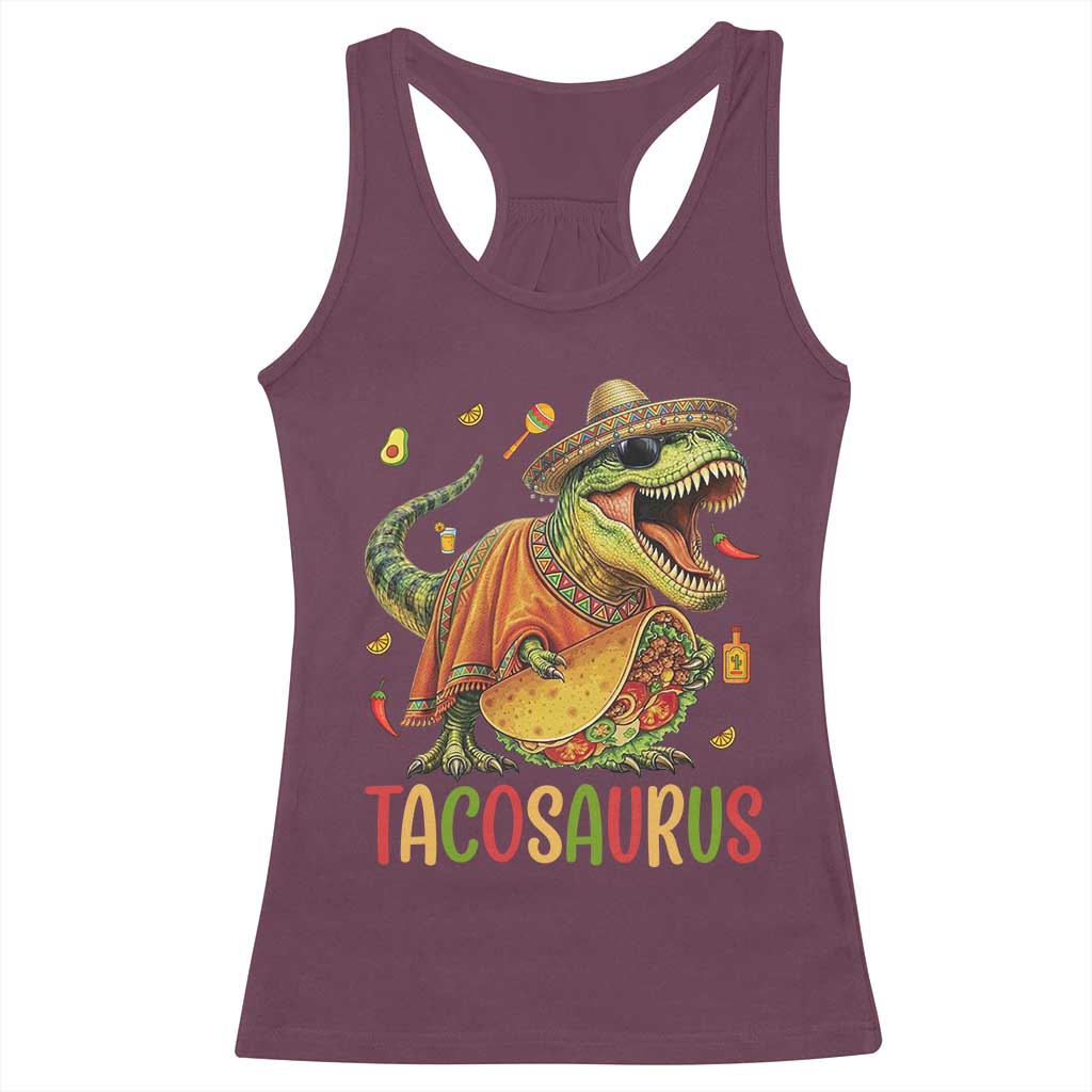 Cinco De Mayo Tacosaurus Racerback Tank Top Funny Dinosaur Taco Lover Gift