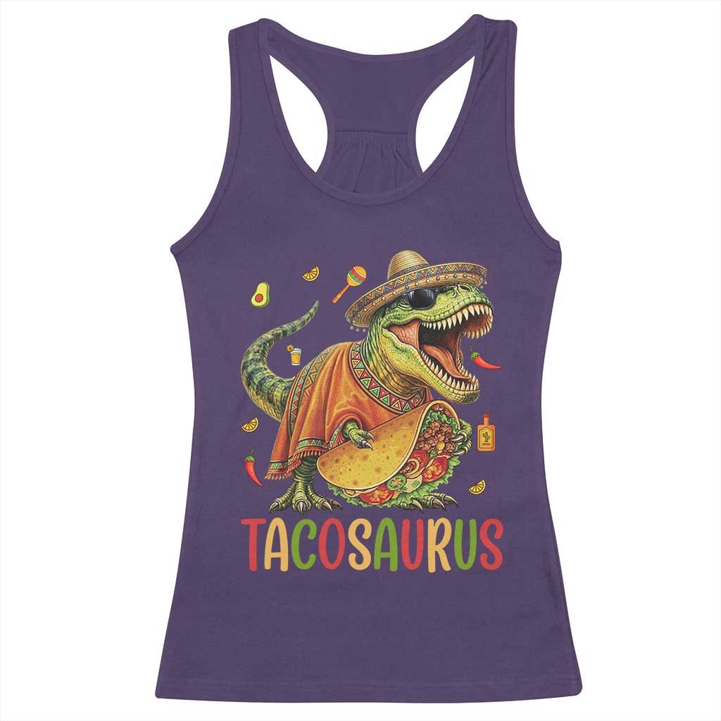 Cinco De Mayo Tacosaurus Racerback Tank Top Funny Dinosaur Taco Lover Gift