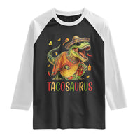 Cinco De Mayo Tacosaurus Raglan Shirt Funny Dinosaur Taco Lover Gift
