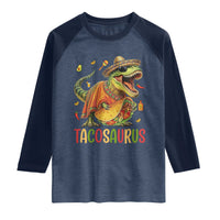 Cinco De Mayo Tacosaurus Raglan Shirt Funny Dinosaur Taco Lover Gift