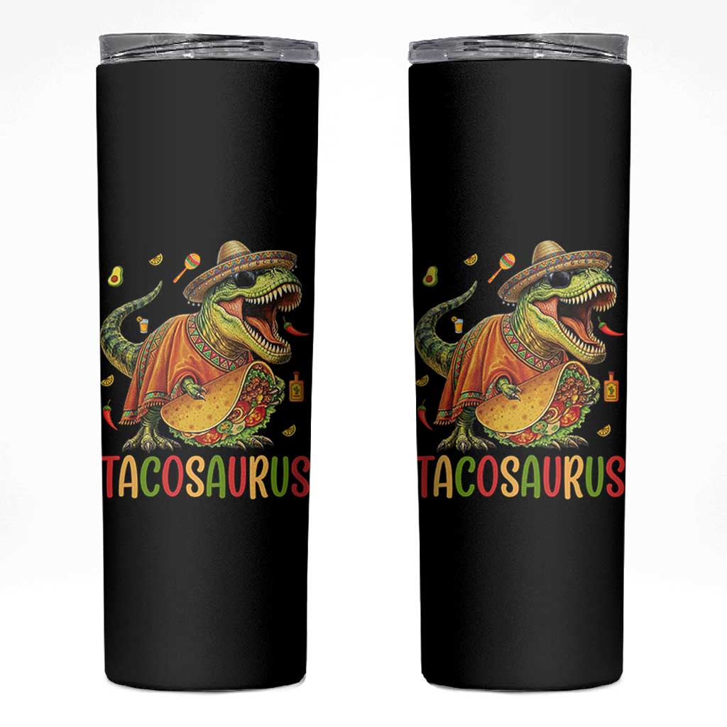 Cinco De Mayo Tacosaurus Skinny Tumbler Funny Dinosaur Taco Lover Gift