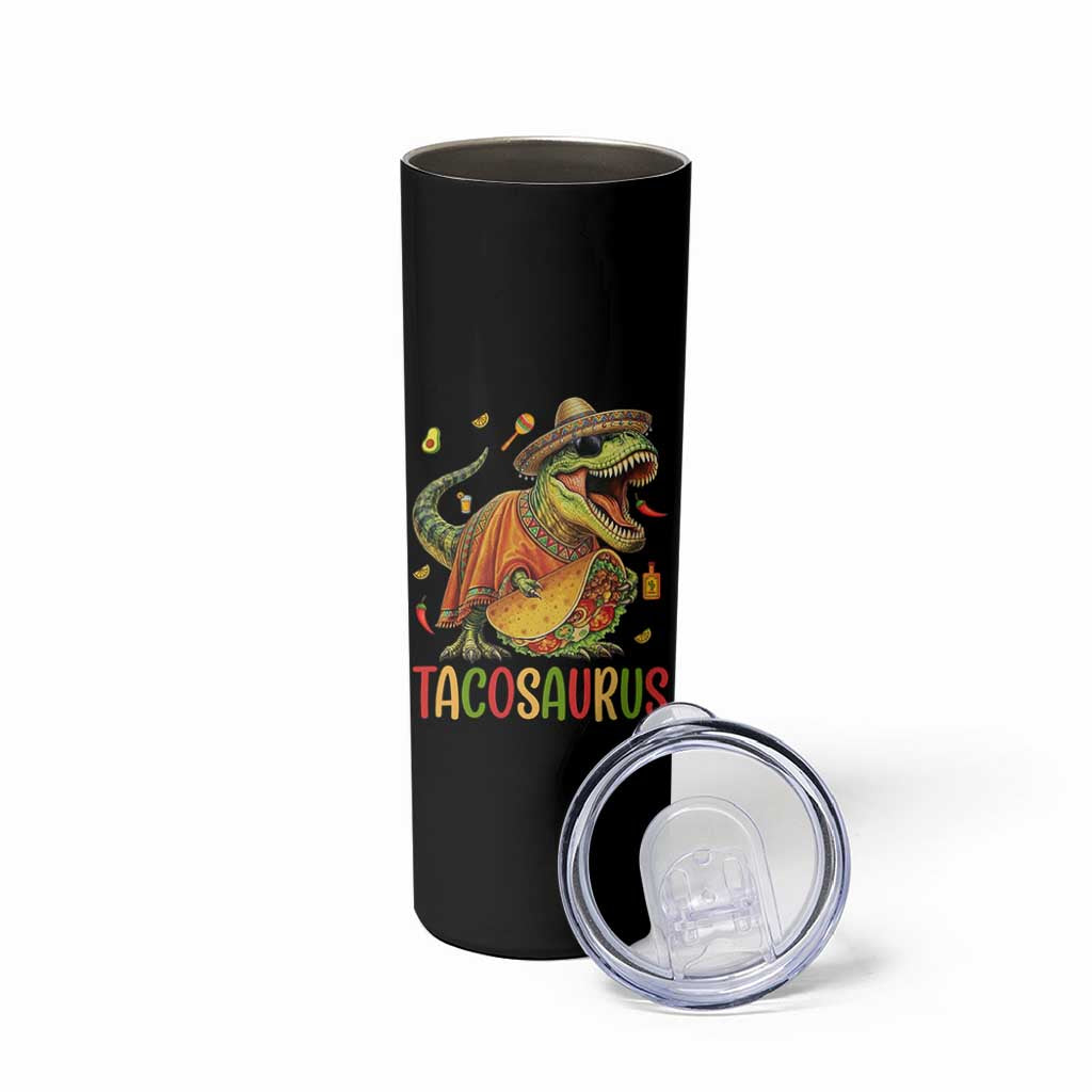 Cinco De Mayo Tacosaurus Skinny Tumbler Funny Dinosaur Taco Lover Gift