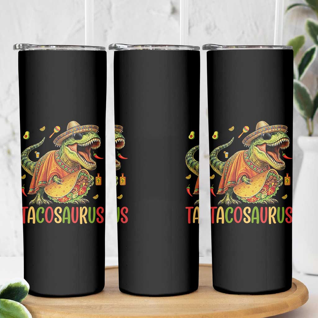 Cinco De Mayo Tacosaurus Skinny Tumbler Funny Dinosaur Taco Lover Gift