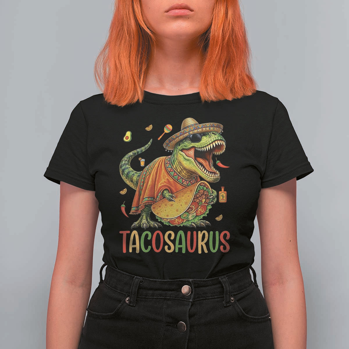Cinco De Mayo Tacosaurus T Shirt For Women Funny Dinosaur Taco Lover Gift
