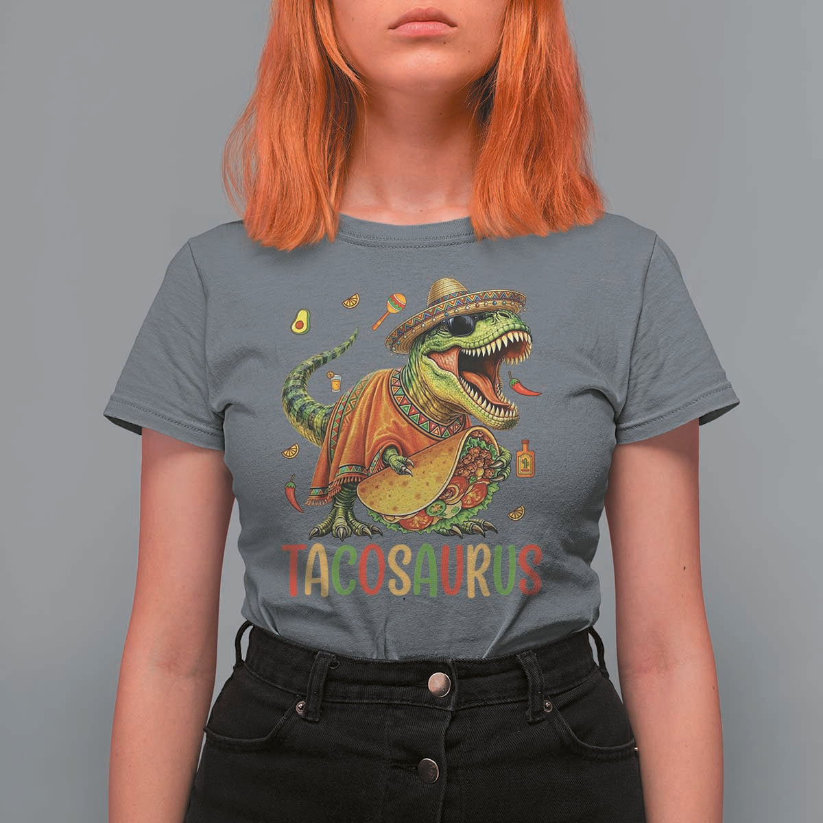 Cinco De Mayo Tacosaurus T Shirt For Women Funny Dinosaur Taco Lover Gift