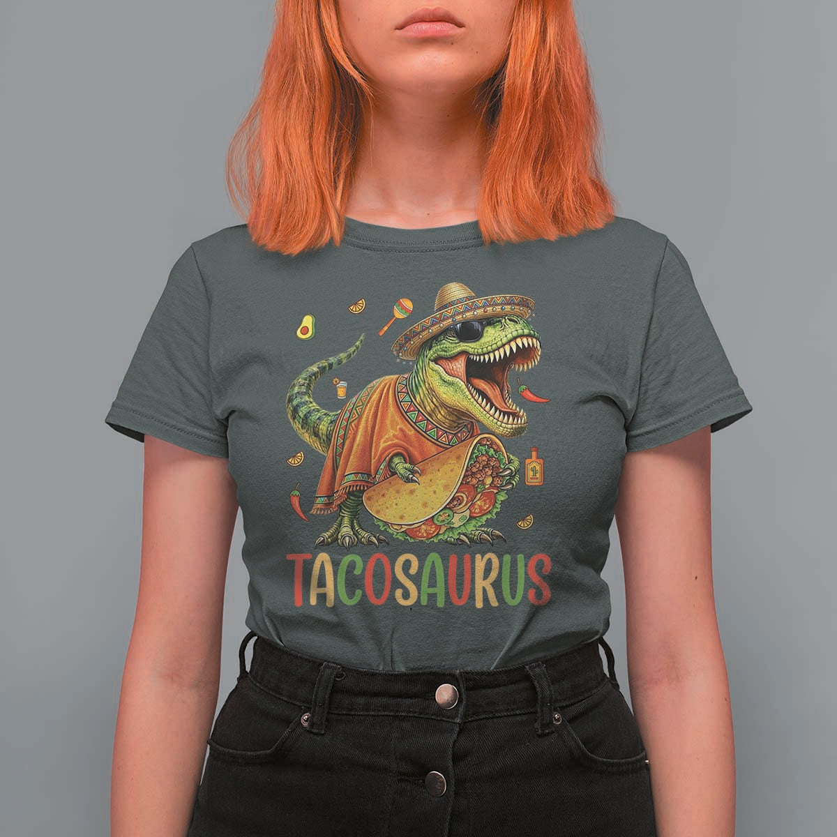 Cinco De Mayo Tacosaurus T Shirt For Women Funny Dinosaur Taco Lover Gift