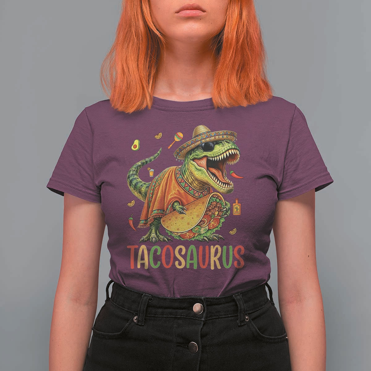 Cinco De Mayo Tacosaurus T Shirt For Women Funny Dinosaur Taco Lover Gift