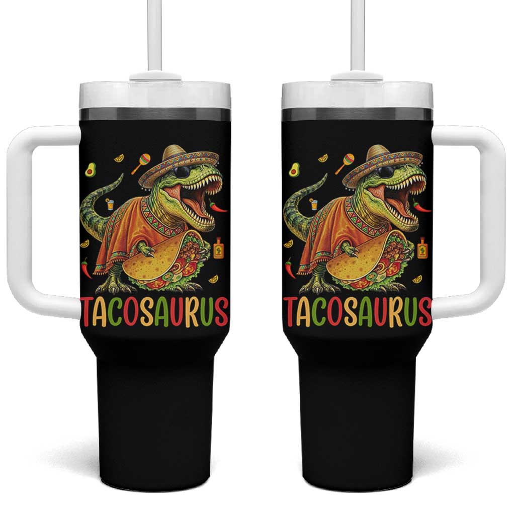 Cinco De Mayo Tacosaurus Tumbler With Handle Funny Dinosaur Taco Lover Gift