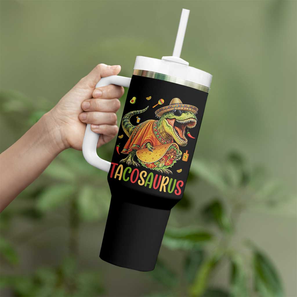 Cinco De Mayo Tacosaurus Tumbler With Handle Funny Dinosaur Taco Lover Gift