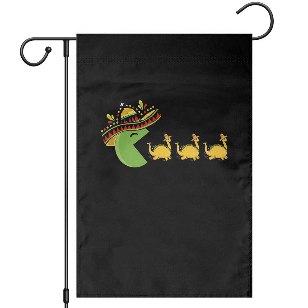 Funny Retro Game Tacosaurus Garden Flag Cinco De Mayo Taco Lover Gift