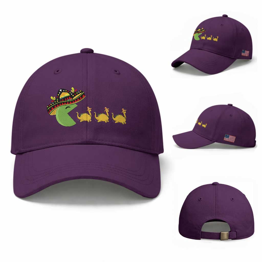 Funny Retro Game Tacosaurus Baseball Cap Cinco De Mayo Taco Lover Gift