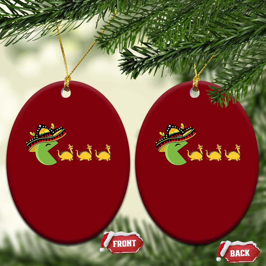 Funny Retro Game Tacosaurus Ceramic Ornament Cinco De Mayo Taco Lover Gift
