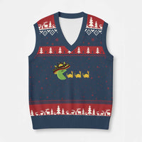 Funny Retro Game Tacosaurus V-Neck Knit Sweater Vest Cinco De Mayo Taco Lover Gift