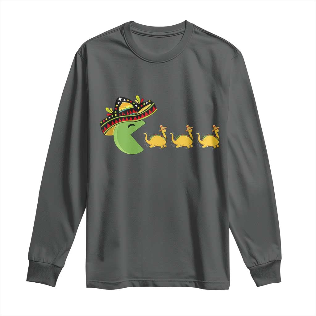 Funny Retro Game Tacosaurus Long Sleeve Shirt Cinco De Mayo Taco Lover Gift