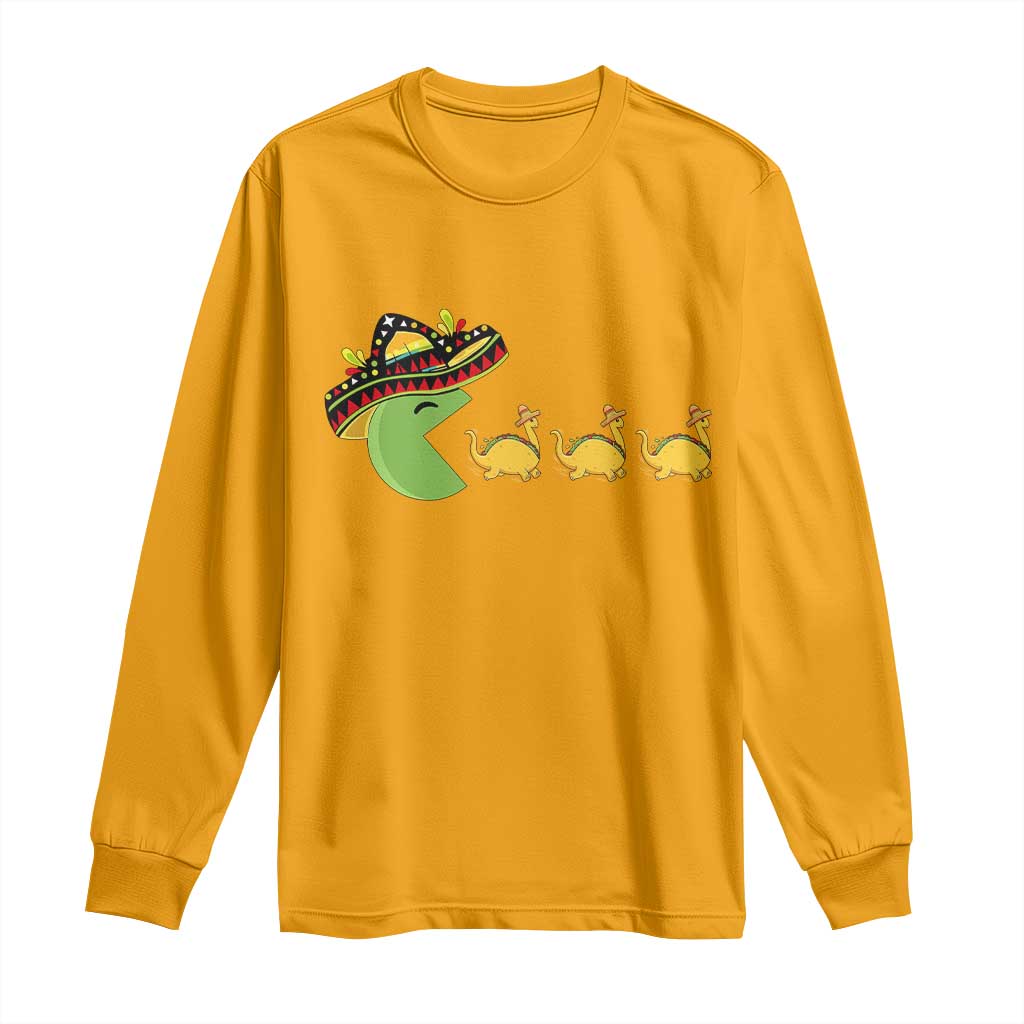 Funny Retro Game Tacosaurus Long Sleeve Shirt Cinco De Mayo Taco Lover Gift
