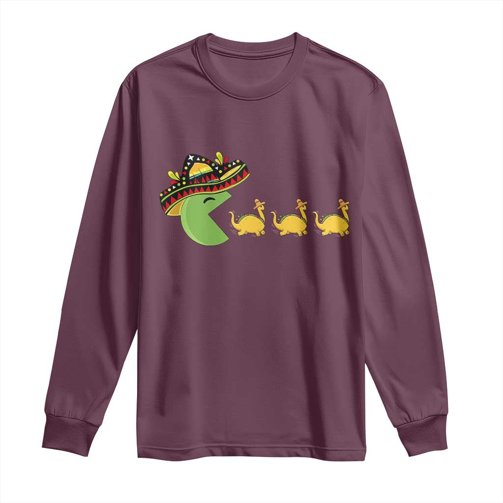 Funny Retro Game Tacosaurus Long Sleeve Shirt Cinco De Mayo Taco Lover Gift